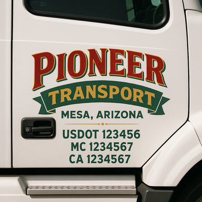 Custom Designed USDOT (DOT) Truck Door Lettering Decal Signs | Graphic Designed USDOT Lettering For Semi-Trucks, Work Trucks & Box Trucks | Add Your Trucking Name, USDOT, MC, CA, KYU, GVW & VIN (2-Pack)