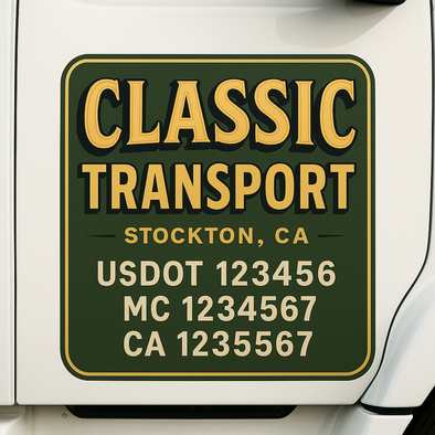 Custom Designed USDOT (DOT) Truck Door Lettering Decal Signs | Graphic Designed USDOT Lettering For Semi-Trucks, Work Trucks & Box Trucks | Add Your Trucking Name, USDOT, MC, CA, KYU, GVW & VIN (2-Pack)