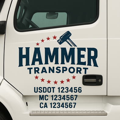 Custom Designed USDOT (DOT) Truck Door Lettering Decal Signs | Graphic Designed USDOT Lettering For Semi-Trucks, Work Trucks & Box Trucks | Add Your Trucking Name, USDOT, MC, CA, KYU, GVW & VIN (2-Pack)