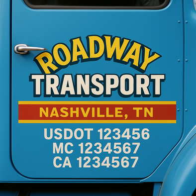 Custom Designed USDOT (DOT) Truck Door Lettering Decal Signs | Graphic Designed USDOT Lettering For Semi-Trucks, Work Trucks & Box Trucks | Add Your Trucking Name, USDOT, MC, CA, KYU, GVW & VIN (2-Pack)