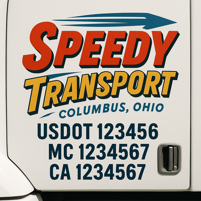 Custom Designed USDOT (DOT) Truck Door Lettering Decal Signs | Graphic Designed USDOT Lettering For Semi-Trucks, Work Trucks & Box Trucks | Add Your Trucking Name, USDOT, MC, CA, KYU, GVW & VIN (2-Pack)