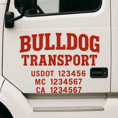 Custom Designed USDOT (DOT) Truck Door Lettering Decal Signs | Graphic Designed USDOT Lettering For Semi-Trucks, Work Trucks & Box Trucks | Add Your Trucking Name, USDOT, MC, CA, KYU, GVW & VIN (2-Pack)