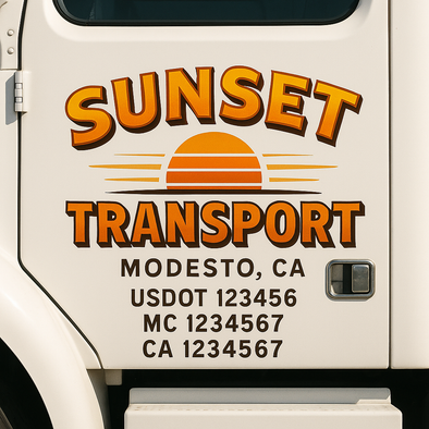 Custom Designed USDOT (DOT) Truck Door Lettering Decal Signs | Graphic Designed USDOT Lettering For Semi-Trucks, Work Trucks & Box Trucks | Add Your Trucking Name, USDOT, MC, CA, KYU, GVW & VIN (2-Pack)