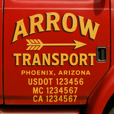 Custom Designed USDOT (DOT) Truck Door Lettering Decal Signs | Graphic Designed USDOT Lettering For Semi-Trucks, Work Trucks & Box Trucks | Add Your Trucking Name, USDOT, MC, CA, KYU, GVW & VIN (2-Pack)