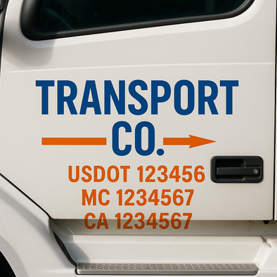 Custom Designed USDOT (DOT) Truck Door Lettering Decal Signs | Graphic Designed USDOT Lettering For Semi-Trucks, Work Trucks & Box Trucks | Add Your Trucking Name, USDOT, MC, CA, KYU, GVW & VIN (2-Pack)