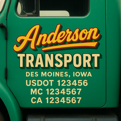 Custom Designed USDOT (DOT) Truck Door Lettering Decal Signs | Graphic Designed USDOT Lettering For Semi-Trucks, Work Trucks & Box Trucks | Add Your Trucking Name, USDOT, MC, CA, KYU, GVW & VIN (2-Pack)
