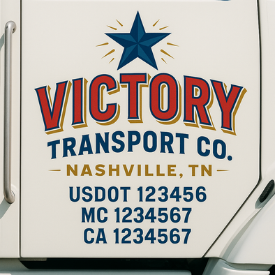 Custom Designed USDOT (DOT) Truck Door Lettering Decal Signs | Graphic Designed USDOT Lettering For Semi-Trucks, Work Trucks & Box Trucks | Add Your Trucking Name, USDOT, MC, CA, KYU, GVW & VIN (2-Pack)