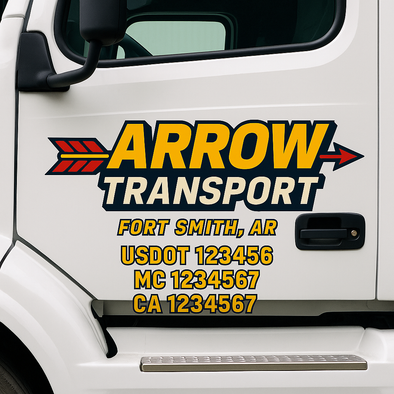 Custom Designed USDOT (DOT) Truck Door Lettering Decal Signs | Graphic Designed USDOT Lettering For Semi-Trucks, Work Trucks & Box Trucks | Add Your Trucking Name, USDOT, MC, CA, KYU, GVW & VIN (2-Pack)