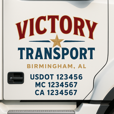 Custom Designed USDOT (DOT) Truck Door Lettering Decal Signs | Graphic Designed USDOT Lettering For Semi-Trucks, Work Trucks & Box Trucks | Add Your Trucking Name, USDOT, MC, CA, KYU, GVW & VIN (2-Pack)