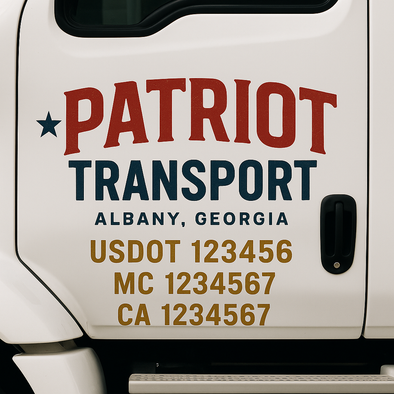 Custom Designed USDOT (DOT) Truck Door Lettering Decal Signs | Graphic Designed USDOT Lettering For Semi-Trucks, Work Trucks & Box Trucks | Add Your Trucking Name, USDOT, MC, CA, KYU, GVW & VIN (2-Pack)