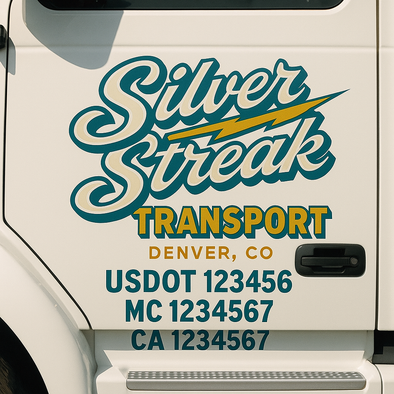 Custom Designed USDOT (DOT) Truck Door Lettering Decal Signs | Graphic Designed USDOT Lettering For Semi-Trucks, Work Trucks & Box Trucks | Add Your Trucking Name, USDOT, MC, CA, KYU, GVW & VIN (2-Pack)