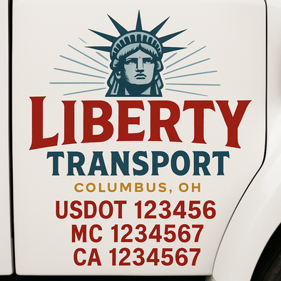Custom Designed USDOT (DOT) Truck Door Lettering Decal Signs | Graphic Designed USDOT Lettering For Semi-Trucks, Work Trucks & Box Trucks | Add Your Trucking Name, USDOT, MC, CA, KYU, GVW & VIN (2-Pack)