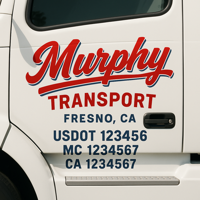Custom Designed USDOT (DOT) Truck Door Lettering Decal Signs | Graphic Designed USDOT Lettering For Semi-Trucks, Work Trucks & Box Trucks | Add Your Trucking Name, USDOT, MC, CA, KYU, GVW & VIN (2-Pack)