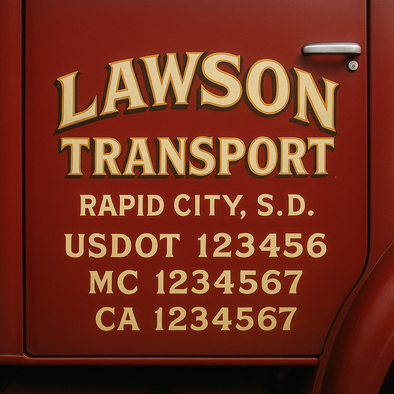 Custom Designed USDOT (DOT) Truck Door Lettering Decal Signs | Graphic Designed USDOT Lettering For Semi-Trucks, Work Trucks & Box Trucks | Add Your Trucking Name, USDOT, MC, CA, KYU, GVW & VIN (2-Pack)