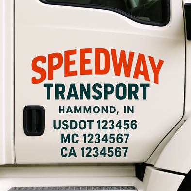Custom Designed USDOT (DOT) Truck Door Lettering Decal Signs | Graphic Designed USDOT Lettering For Semi-Trucks, Work Trucks & Box Trucks | Add Your Trucking Name, USDOT, MC, CA, KYU, GVW & VIN (2-Pack)