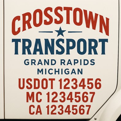 Custom Designed USDOT (DOT) Truck Door Lettering Decal Signs | Graphic Designed USDOT Lettering For Semi-Trucks, Work Trucks & Box Trucks | Add Your Trucking Name, USDOT, MC, CA, KYU, GVW & VIN (2-Pack)