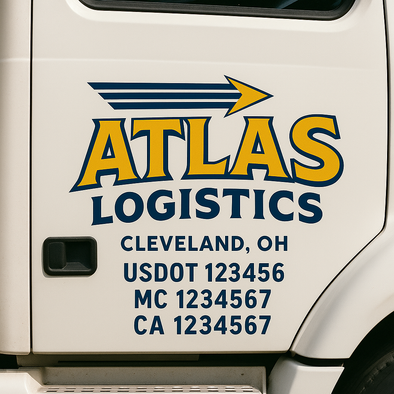 Custom Designed USDOT (DOT) Truck Door Lettering Decal Signs | Graphic Designed USDOT Lettering For Semi-Trucks, Work Trucks & Box Trucks | Add Your Trucking Name, USDOT, MC, CA, KYU, GVW & VIN (2-Pack)