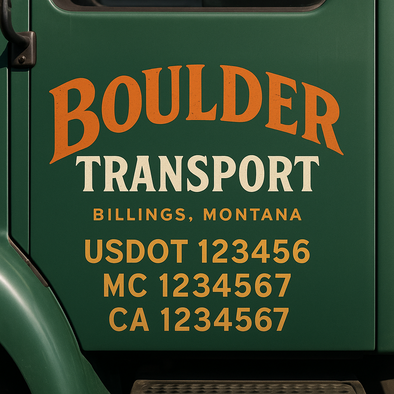 Custom Designed USDOT (DOT) Truck Door Lettering Decal Signs | Graphic Designed USDOT Lettering For Semi-Trucks, Work Trucks & Box Trucks | Add Your Trucking Name, USDOT, MC, CA, KYU, GVW & VIN (2-Pack)