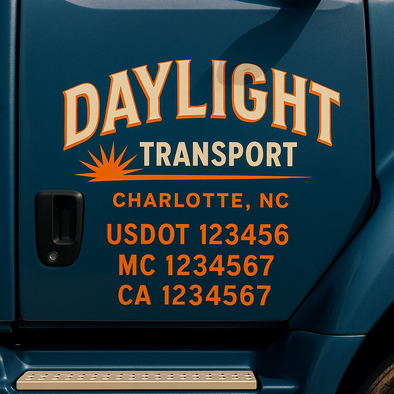 Custom Designed USDOT (DOT) Truck Door Lettering Decal Signs | Graphic Designed USDOT Lettering For Semi-Trucks, Work Trucks & Box Trucks | Add Your Trucking Name, USDOT, MC, CA, KYU, GVW & VIN (2-Pack)