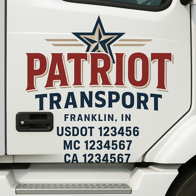 Custom Designed USDOT (DOT) Truck Door Lettering Decal Signs | Graphic Designed USDOT Lettering For Semi-Trucks, Work Trucks & Box Trucks | Add Your Trucking Name, USDOT, MC, CA, KYU, GVW & VIN (2-Pack)