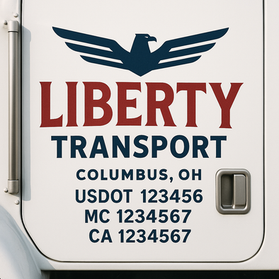 Custom Designed USDOT (DOT) Truck Door Lettering Decal Signs | Graphic Designed USDOT Lettering For Semi-Trucks, Work Trucks & Box Trucks | Add Your Trucking Name, USDOT, MC, CA, KYU, GVW & VIN (2-Pack)