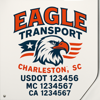 Custom Designed USDOT (DOT) Truck Door Lettering Decal Signs | Graphic Designed USDOT Lettering For Semi-Trucks, Work Trucks & Box Trucks | Add Your Trucking Name, USDOT, MC, CA, KYU, GVW & VIN (2-Pack)