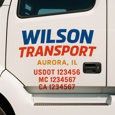Custom Designed USDOT (DOT) Truck Door Lettering Decal Signs | Graphic Designed USDOT Lettering For Semi-Trucks, Work Trucks & Box Trucks | Add Your Trucking Name, USDOT, MC, CA, KYU, GVW & VIN (2-Pack)