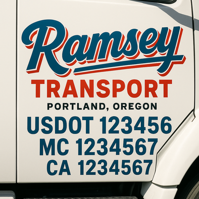 Custom Designed USDOT (DOT) Truck Door Lettering Decal Signs | Graphic Designed USDOT Lettering For Semi-Trucks, Work Trucks & Box Trucks | Add Your Trucking Name, USDOT, MC, CA, KYU, GVW & VIN (2-Pack)