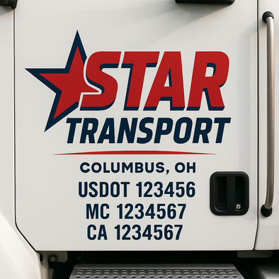 Custom Designed USDOT (DOT) Truck Door Lettering Decal Signs | Graphic Designed USDOT Lettering For Semi-Trucks, Work Trucks & Box Trucks | Add Your Trucking Name, USDOT, MC, CA, KYU, GVW & VIN (2-Pack)