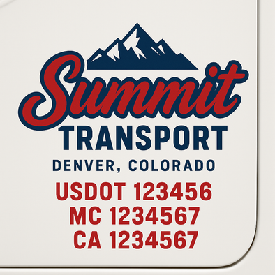 Custom Designed USDOT (DOT) Truck Door Lettering Decal Signs | Graphic Designed USDOT Lettering For Semi-Trucks, Work Trucks & Box Trucks | Add Your Trucking Name, USDOT, MC, CA, KYU, GVW & VIN (2-Pack)