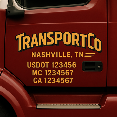Custom Designed USDOT (DOT) Truck Door Lettering Decal Signs | Graphic Designed USDOT Lettering For Semi-Trucks, Work Trucks & Box Trucks | Add Your Trucking Name, USDOT, MC, CA, KYU, GVW & VIN (2-Pack)