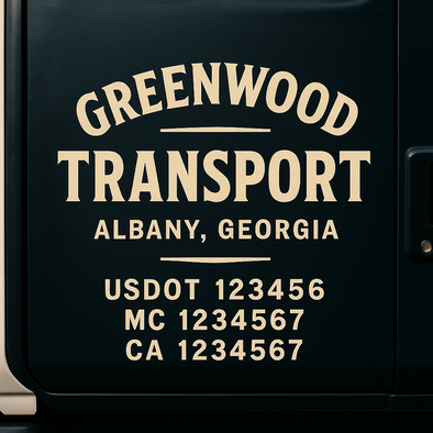 Custom Designed USDOT (DOT) Truck Door Lettering Decal Signs | Graphic Designed USDOT Lettering For Semi-Trucks, Work Trucks & Box Trucks | Add Your Trucking Name, USDOT, MC, CA, KYU, GVW & VIN (2-Pack)