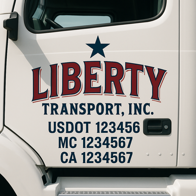 Custom Designed USDOT (DOT) Truck Door Lettering Decal Signs | Graphic Designed USDOT Lettering For Semi-Trucks, Work Trucks & Box Trucks | Add Your Trucking Name, USDOT, MC, CA, KYU, GVW & VIN (2-Pack)