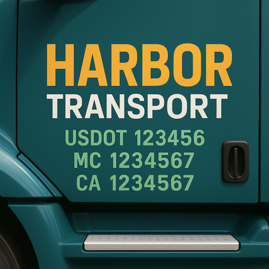 Custom Designed USDOT (DOT) Truck Door Lettering Decal Signs | Graphic Designed USDOT Lettering For Semi-Trucks, Work Trucks & Box Trucks | Add Your Trucking Name, USDOT, MC, CA, KYU, GVW & VIN (2-Pack)