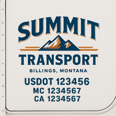 Custom Designed USDOT (DOT) Truck Door Lettering Decal Signs | Graphic Designed USDOT Lettering For Semi-Trucks, Work Trucks & Box Trucks | Add Your Trucking Name, USDOT, MC, CA, KYU, GVW & VIN (2-Pack)