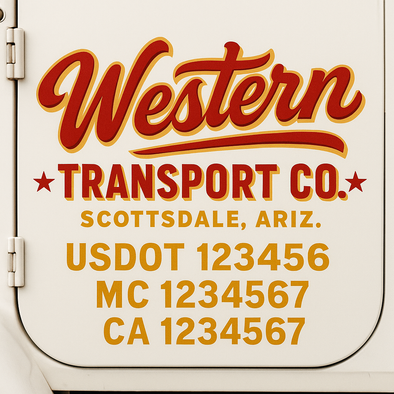 Custom Designed USDOT (DOT) Truck Door Lettering Decal Signs | Graphic Designed USDOT Lettering For Semi-Trucks, Work Trucks & Box Trucks | Add Your Trucking Name, USDOT, MC, CA, KYU, GVW & VIN (2-Pack)