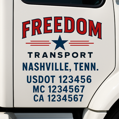 Custom Designed USDOT (DOT) Truck Door Lettering Decal Signs | Graphic Designed USDOT Lettering For Semi-Trucks, Work Trucks & Box Trucks | Add Your Trucking Name, USDOT, MC, CA, KYU, GVW & VIN (2-Pack)