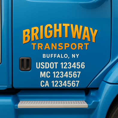 Custom Designed USDOT (DOT) Truck Door Lettering Decal Signs | Graphic Designed USDOT Lettering For Semi-Trucks, Work Trucks & Box Trucks | Add Your Trucking Name, USDOT, MC, CA, KYU, GVW & VIN (2-Pack)