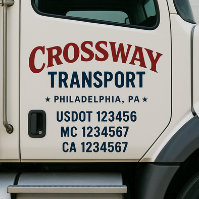 Custom Designed USDOT (DOT) Truck Door Lettering Decal Signs | Graphic Designed USDOT Lettering For Semi-Trucks, Work Trucks & Box Trucks | Add Your Trucking Name, USDOT, MC, CA, KYU, GVW & VIN (2-Pack)