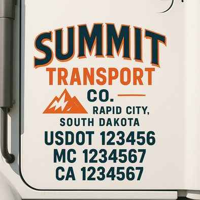 Custom Designed USDOT (DOT) Truck Door Lettering Decal Signs | Graphic Designed USDOT Lettering For Semi-Trucks, Work Trucks & Box Trucks | Add Your Trucking Name, USDOT, MC, CA, KYU, GVW & VIN (2-Pack)