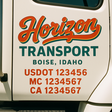 Custom Designed USDOT (DOT) Truck Door Lettering Decal Signs | Graphic Designed USDOT Lettering For Semi-Trucks, Work Trucks & Box Trucks | Add Your Trucking Name, USDOT, MC, CA, KYU, GVW & VIN (2-Pack)