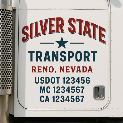 Custom Designed USDOT (DOT) Truck Door Lettering Decal Signs | Graphic Designed USDOT Lettering For Semi-Trucks, Work Trucks & Box Trucks | Add Your Trucking Name, USDOT, MC, CA, KYU, GVW & VIN (2-Pack)