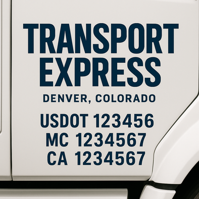 Custom Designed USDOT (DOT) Truck Door Lettering Decal Signs | Graphic Designed USDOT Lettering For Semi-Trucks, Work Trucks & Box Trucks | Add Your Trucking Name, USDOT, MC, CA, KYU, GVW & VIN (2-Pack)
