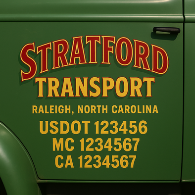 Custom Designed USDOT (DOT) Truck Door Lettering Decal Signs | Graphic Designed USDOT Lettering For Semi-Trucks, Work Trucks & Box Trucks | Add Your Trucking Name, USDOT, MC, CA, KYU, GVW & VIN (2-Pack)