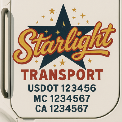 Custom Designed USDOT (DOT) Truck Door Lettering Decal Signs | Graphic Designed USDOT Lettering For Semi-Trucks, Work Trucks & Box Trucks | Add Your Trucking Name, USDOT, MC, CA, KYU, GVW & VIN (2-Pack)