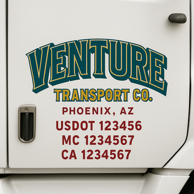 Custom Designed USDOT (DOT) Truck Door Lettering Decal Signs | Graphic Designed USDOT Lettering For Semi-Trucks, Work Trucks & Box Trucks | Add Your Trucking Name, USDOT, MC, CA, KYU, GVW & VIN (2-Pack)