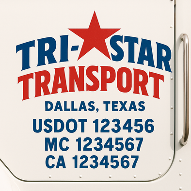 Custom Designed USDOT (DOT) Truck Door Lettering Decal Signs | Graphic Designed USDOT Lettering For Semi-Trucks, Work Trucks & Box Trucks | Add Your Trucking Name, USDOT, MC, CA, KYU, GVW & VIN (2-Pack)