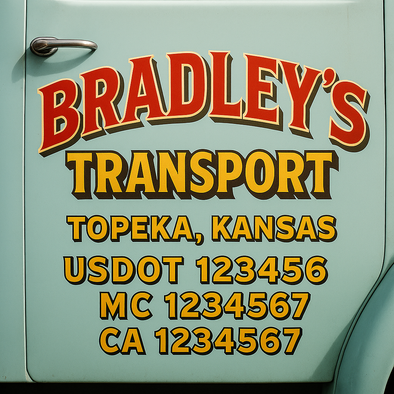 Custom Designed USDOT (DOT) Truck Door Lettering Decal Signs | Graphic Designed USDOT Lettering For Semi-Trucks, Work Trucks & Box Trucks | Add Your Trucking Name, USDOT, MC, CA, KYU, GVW & VIN (2-Pack)