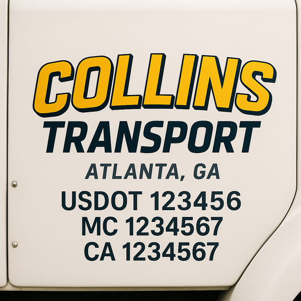 Custom Designed USDOT (DOT) Truck Door Lettering Decal Signs | Graphic Designed USDOT Lettering For Semi-Trucks, Work Trucks & Box Trucks | Add Your Trucking Name, USDOT, MC, CA, KYU, GVW & VIN (2-Pack)