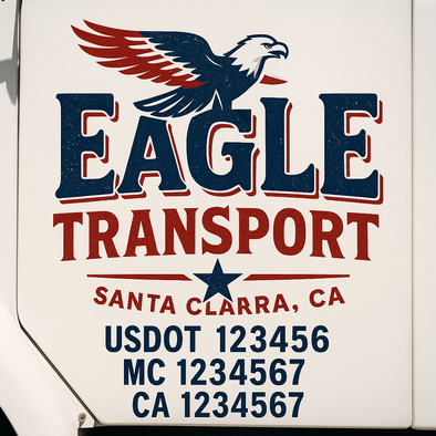 Custom Designed USDOT (DOT) Truck Door Lettering Decal Signs | Graphic Designed USDOT Lettering For Semi-Trucks, Work Trucks & Box Trucks | Add Your Trucking Name, USDOT, MC, CA, KYU, GVW & VIN (2-Pack)